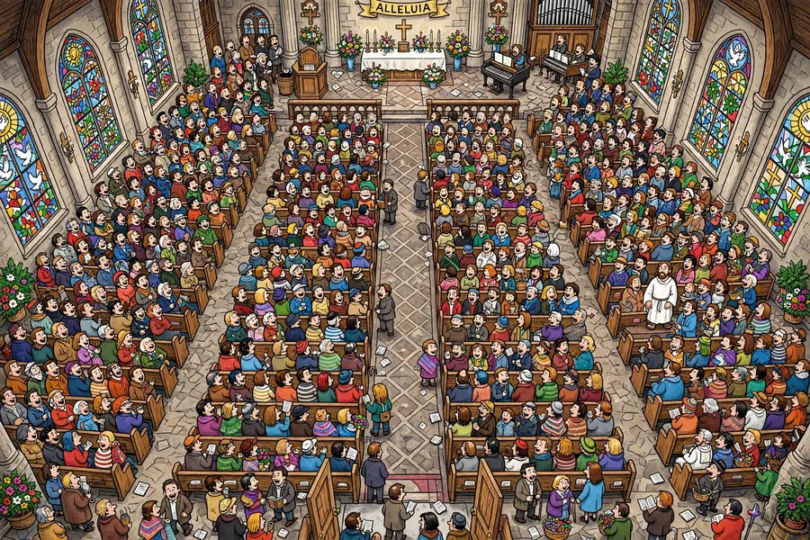 Church scene from Find Jesus
